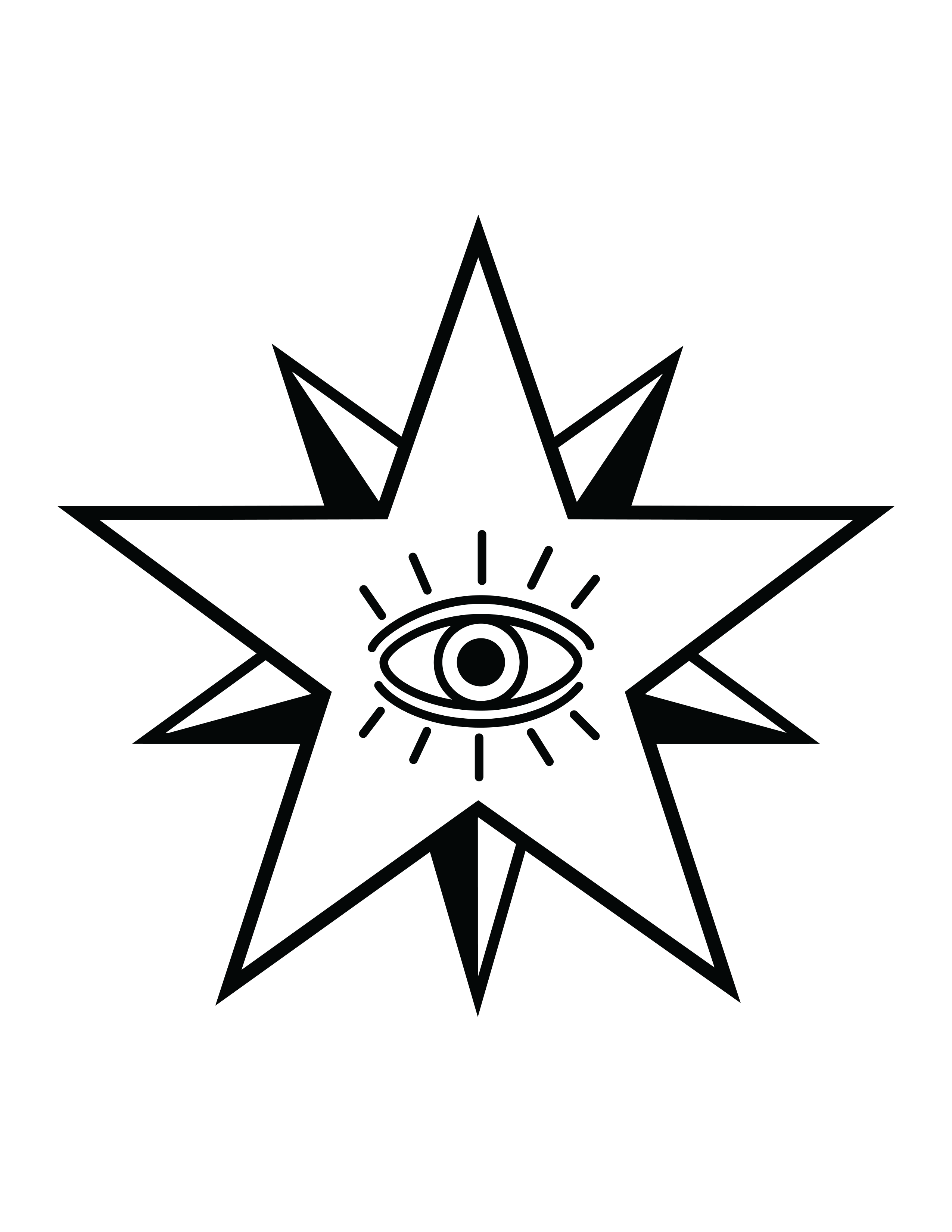 five pointed star with an eye in the center. The eye is slowly blinking.